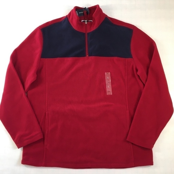 Club Room Men's Red Stretch 1/4-Zip Fleece Sweatshirt Size Large - Picture 10 of 12